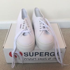 Superga white platform sneaker